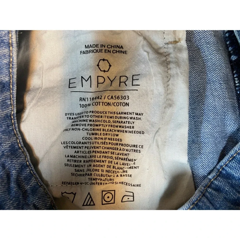 Empyre Womens Wide Leg Jeans Blue Medium Wash High Rise Panel Seam Streetwear - Picture 11 of 14